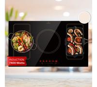 Induction Hob 5 Ring Electric Induction Range Cooker Glass Ceramic 7400 W Black
