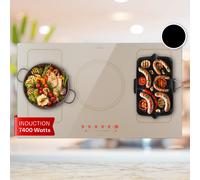 Induction Hob 5 Ring Electric Induction Range Cooker Glass Ceramic Timer 7400 W