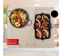 Induction Hob 60 cm 4 Ring Electric Induction Range Cooker Glass Ceramic Ivory