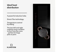 Klarstein Ceramic Hob Cooktops, 4 Zone Electric Cooker Hob, Energy Efficient Induction Cooktop w/Combinable Zones, 7200W Table Top Electric Hob, Touch Control, Slide Design, Ceramic Hobs Electric