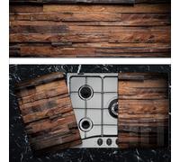 Induction Hob Cover Plate Chopping Board | Antique Wood | 52 x 60 cm | for 4 Burners | Kitchen | Tempered Glass | Pack of 2