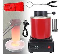 Induction Melting Furnace 2kg for Gold, Silver, Copper, Aluminum, Iron & Steel - Metal Casting with Graphite Crucible & Mesh Guard, Red, 220V - Ideal for Jewelry Making