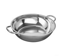 Induction Ready Hot Pot Stainless Steel 2.5L Multi-Cooktop Cooker with Power for Shabu Shabu Thai Fondue Silver(28cm)