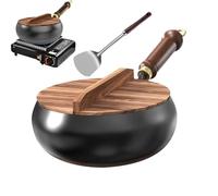Induction Saucepan | Nonstick Cast Iron Cooking Pans - Flat Bottom Fry Pan With Lid, Chinese Wok And Spatula Compatible All