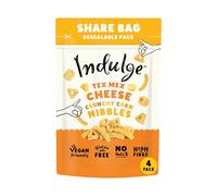 Indulge Crunchy Corn Nibbles - Tex Mex Cheese Flavour - Gluten Free, Vegan, Nut Free, Allergen Friendly, High Fibre Corn Snacks - 100g (Pack of 4)