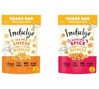Indulge Crunchy Corn Nibbles Variety Pack (4 x 100g) - Tex Mex Cheese & Sizzling Spice Flavours (2 Each) - Gluten Free, Vegan, Low Salt, Low Fat, Nut Free Corn Snacks