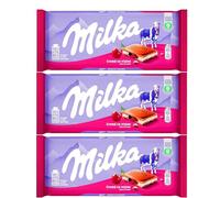 Indulge in Milka's Cherry Cream Chocolate Bar 100g (3 Pack) - Smooth Alpine Milk Chocolate, Rich Cherry Cream Filling, Luxurious Sweet Treat for Sharing, Gifting, Desserts & Everyday Enjoyment