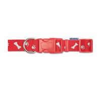 Indulgence Nylon Adjustable Collar Paw N Bone Red 20-30cm Sz 1-2