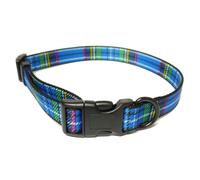 Indulgence Nylon Adjustable Collar Tartan Blue 30-50cm Sz 2-5