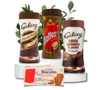 Indulgent Hot Chocolate & Biscuit Gift Set | Creamy and Malted Chocolate, Fudge Brownie Hot Chocolate, Cinnamon Brown Sugar Biscuits | A Delightful Treat for Any Occasion - 950g in Total