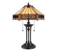 Indus 2 Light Tiffany Table Lamp Vintage Bronze E27 Netlighting Brown One Size