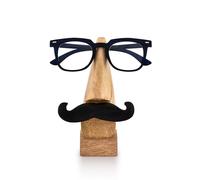 Indus Lifespace Artisan Of India Classic Hand Carved Nose-shaped Eyeglass Spectacle Holder with Black Moustache