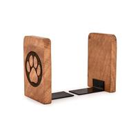 Indus Lifespace Bookends Iron & Acacia Wood Bookends for Shelves Book Ends Decorative to Hold Heavy Books (4" X 4" X 6"), (Set of 2)
