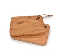 Indus Lifespace Cutting Board Acacia Wood Set of 2 with Hanging Hole Wooden Chopping Boards for Fruit, Vegetable, Camping Trip (8" x 6" x 0.75")