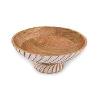 Indus Lifespace Fruit Bowl Mango Wood Fruit Bowl Pedestal Bowl for Table Décor,for Kitchen Counter Pedestal Fruit Bowl, Dried Fruit (30.48cm x 30.48cm x 12.06cm)
