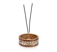 Indus Lifespace Incense Holders Mango Wood Round Incense Stick Holder, Ash Catcher for Home Décor, Home,Office,Club, Aromatherapy (5" x 5" x 2")