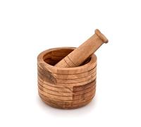 Indus Lifespace Mortar & Pestles Acacia Wood | Grinder for Herbs, Spices and Kitchen Usage, Kitchen Essentials Usage Mortar Size (Inches): 5" x 5" x 4" & Pestel Size (Inches): 6.5"