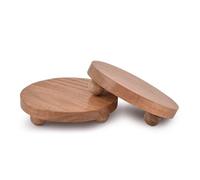 Indus Lifespace Round Acacia Wood Display Stand Wood Stand for Display Wooden Risers for Kitchen/Bathroom Counter/Plant Stand (15.24cm x 15.24cm x 3.81cm), (Set of 2)