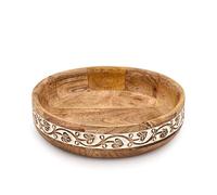 Indus Lifespace Salad Bowl Mango Wood Multipurpose Decorative Big Mixing & Serving Bowl for Tossed Salads, Fruit, Popcorn, Chips (10" x 10" x 2.5")