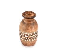 Indus Lifespace Vases Mango Wood Natural Wooden Home Decor - Modern Farmhouse | Kitchen Table Counter-top Accent Décor (4" X 4" X 6")