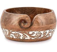 Indus Lifespace Yarn Storage Mango Wood Yarn Bowl for Crocheting | Crochet/Knitting Yarn Bowls Best Gift from Craft Supplies (15.24cm x 15.24cm x 7.62cm)