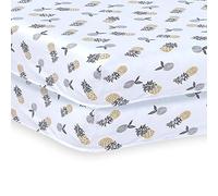 Indus Textiles 2 Pack Cot Bed Fitted Sheets Easy Care Soft and Dureable, Pineapple - 60 x 120 cm