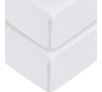 INDUS TEXTILES 2 x 100% Cotton Extra Deep Fitted Sheets 40CM Thread Count 200 White Super King