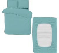 Indus Textiles 4 Piece Microfiber Duvet Cover Sets - Double Duvet Set Includes 1 Duvet Cover, 1 Fitted Sheet and 2 Pillowcases, Ideal Bed Sets for a Cozy and Comfortable Sleep (DuckEgg-Double)