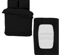 Indus Textiles 4 Piece Microfiber Duvet Cover Sets - king size duvet cover sets Includes 1 Duvet Cover, 1 Fitted Sheet and 2 Pillowcases, Ideal Bed Sets for a Cozy and Comfortable Sleep(Black-King)