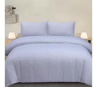 Indus Textiles Duvet Cover Set 100% Egyptian Cotton Satin Stripe 300 Thread Count Luxury Hotel Quality, King - White