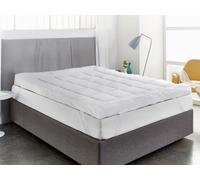 INDUS TEXTILES Super King mattress topper 4 inch/10cm Ultimate Comfort, Hypoallergenic machine Washable Microfiber Mattress Topper with Fitting Straps - Super king mattress toppers (183 x 200cm)