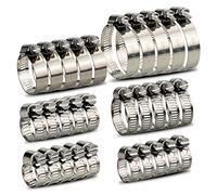 InduSKY 30Pcs Hose Clips 6-51mm Range Adjustable, 304 Stainless Steel Jubilee Clips Assorted Hose Clamps Pipe Clips Kit (6-12mm, 10-16mm, 13-19mm, 16-25mm, 21-38mm, 27-51mm, 6 Sizes)