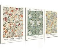 Induslyfe Framed Flower Wall Art Canvas Decor Set of 3, William Morris Framed Prints Posters Mid Century Modern Art, Aesthetic Floral Botanical Wall Art for Bedroom Living Room Bathroom 12x16