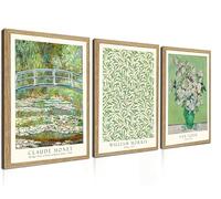 Induslyfe Framed Grass Wall Art Canvas Decor Set of 3, Matisse Wall Art Framed Prints Posters Mid Century Modern Art, Gogh Morris Floral Botanical wall art living room, bathroom, bedroom 12x16
