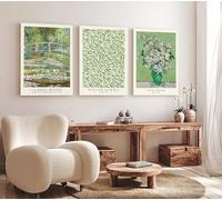 Induslyfe Large Framed Grass Wall Art Canvas Decor Set of 3, Matisse Framed Prints Posters Mid Century Modern Art, Aesthetic Floral Botanical Wall Art for Bedroom, Living Room, Bathroom 18x24