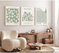 Induslyfe Large Framed Green Wall Art Canvas Decor Set of 3, Matisse Wall Art Framed Prints Posters Mid Century Modern Art, Aesthetic Floral Botanical wall art for bedroom, living room bathroom 18x24