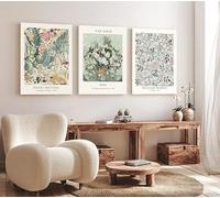 Induslyfe Large Framed Sage Green Vintage Wall Art Canvas Decor Set of 3, Matisse Wall Art Prints Poster Mid Century Modern Art, Aesthetic Floral Botanical wall art, bedroom living room bathroom 18x24
