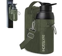 Induslyfe Magnetic Gym Bag for Men Women with Magnetic Water Bottle Holder, Crossbody Sling with Pockets Gym Essentials, Green, Magnetic Gym Bag