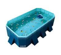 INDUSTEX Foldable Swimming Pool -1000L- PVC Garden Paddling Pool - Portable Rectangular Outdoor Pool 253x133x50cm - Easy Assembly, Durable & Space-Saving Summer Family Pool