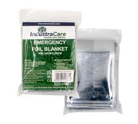 IndustraCare Compact Emergency Thermal Silver Foil Blanket, ideal for camping & survival - 140cm x 204cm - Twin Pack