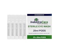 IndustraCare Premium Sterile Saline First Aid Eye Wash 20ml Pods - Box of 25