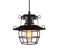 Industrial 1-Light Vintage Metal Cage Flush Mount Ceiling Light Black Matte Finish Lighting Fixture for Bedroom Retro Chandelier Art Decoration Hanging Lamp Aisle, Dining Room, Living Bedroom, C