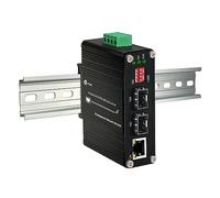 Industrial 10G SFP+ to SFP+ OEO Extender DIN Rail Mount 10G OEO 3R Transparent Repeater Supports 10G SFP+ or 1G SFP Ethernet Media Converter 12-48V DC