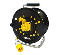 Industrial 16 amp 110v Yellow Site Extension Reel. Ceeform Plug to Sockets Oulet (25m)