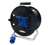 Industrial 16 amp Arctic Blue Extension Reel. Ceeform Plug to Socket Oulet (45m)