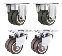 Industrial 2 Inch Heavy Duty Casters for Furniture with Brake 1 Set (2 Fixed 2 Swivel) Durable Smooth Rolling Perfect for Home & Office Use