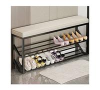 Industrial 2-Tier Shoe Rack Bench with Metal Shelves - Entryway Stand with Seat - Storage Solution for Shoes & Accessories - 100x20x48cm