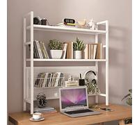 Industrial 2-Tier Wrought Iron Desktop Bookshelf with Perforated Board - Stylish Office & Living Room Display Stand