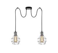 Industrial 2 Way Ceiling Pendant Light - Brushed Silver 15cm Wire Cage Lampshade Indoor Fitting for Home Décor, Kitchen, Living Room, Café, Improvement Essential