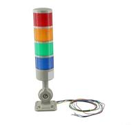 Industrial 220V Stack Light Tower with Audible Alarm - Multi-Color LED Column Lamp for Factory Assembly Line Safety Monitoring Rotatable Base(4-Level with Buzzer)